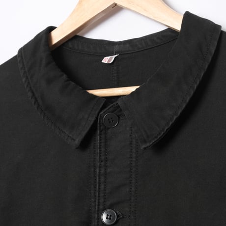 50-60s France Vintage Adolphe Lafont Black Moleskin Work Jacket