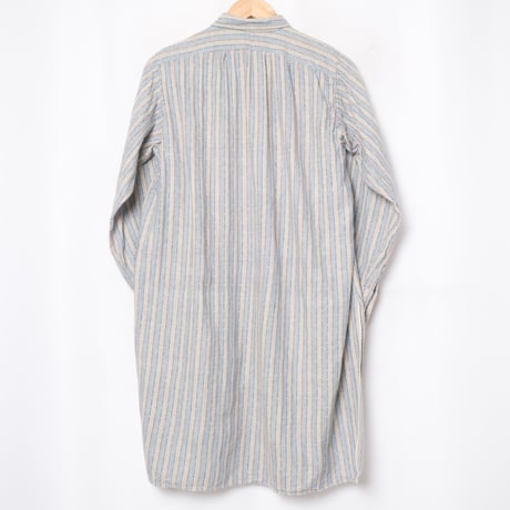 30-40s France Vintage Cotton Stripe Granpa Shirts Light Blue × White
