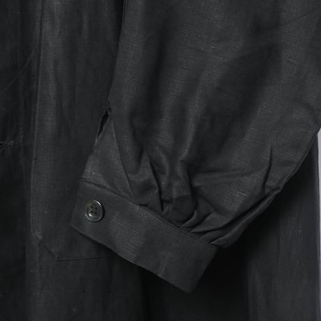 30-40s France Vintage Linbleuvil Black Linen  Maquignon Coat Dead Stock