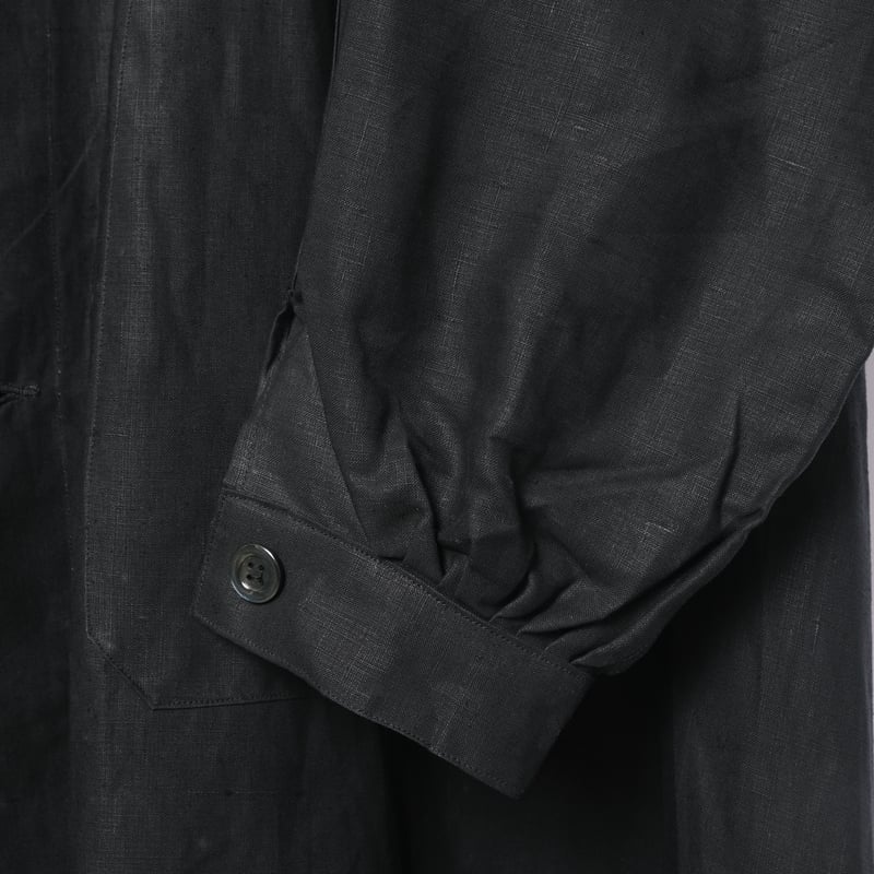30-40s France Vintage Linbleuvil Black Linen M 30-40s France Vintage Linbleuvil Black Linen M