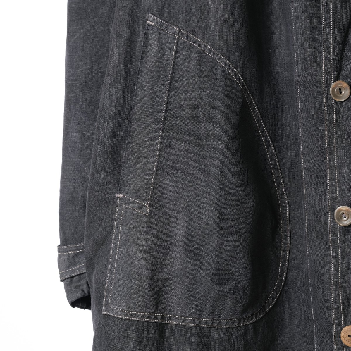 30-40s France Vintage SALACHE Black Linen Maqui 30-40s France Vintage SALACHE Black Linen Maqui