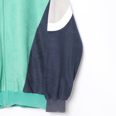 80s Vintage adidas Ventex Track Jacket Green × Navy × Light Gray (Made in France)