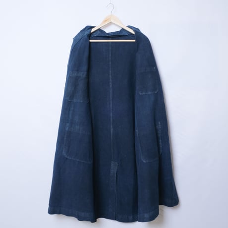 30-40s France Vintage  Indigo Linen  Maquignon Coat