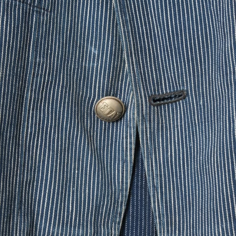 -30s France Vintage ETAT Belle Jardiniere Indigo Striped Work Jacket