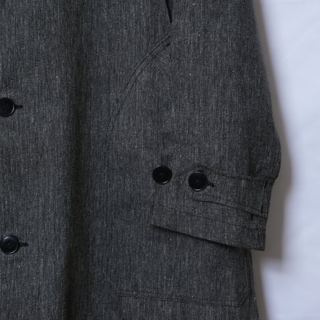 40-50s French Vintage  Black Chambray Atelier Coat  Size 50 Dead Stock