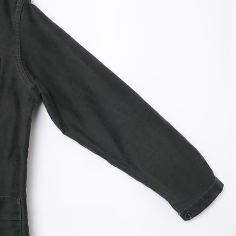 40-50s France Vintage Le Mont Sant Michel Black Moleskin Work Jacket Size 48