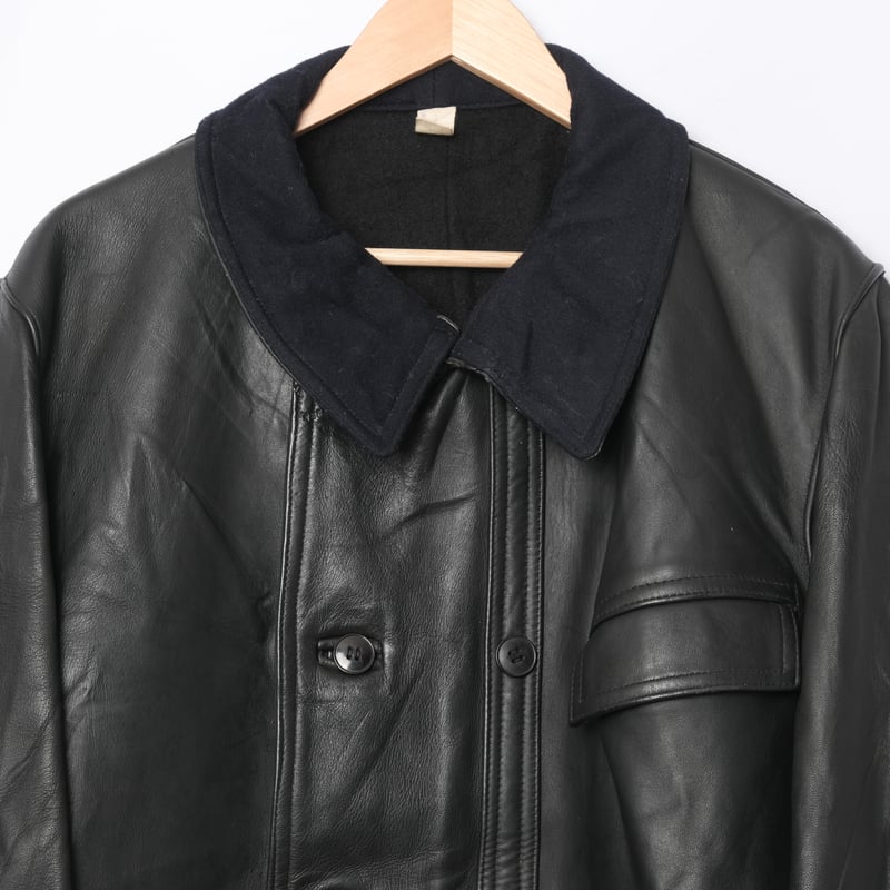 50-60s France Vintage MTVC Leather Jacket Wool