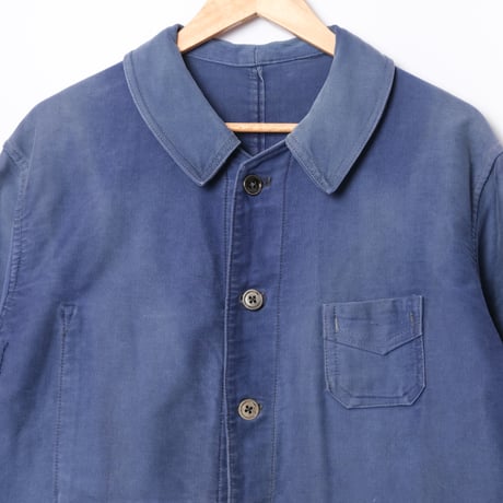 40s France Vintage Paul Passant Blue Moleskin Work Jacket