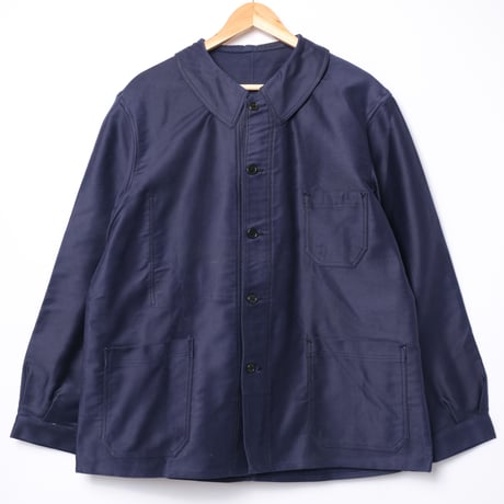 40–50s France Vintage Le Favori Blue Moleskin Jacket Dead Stock