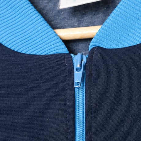 80s Vintage adidas Collarless Track Jacket Navy × Light Blue