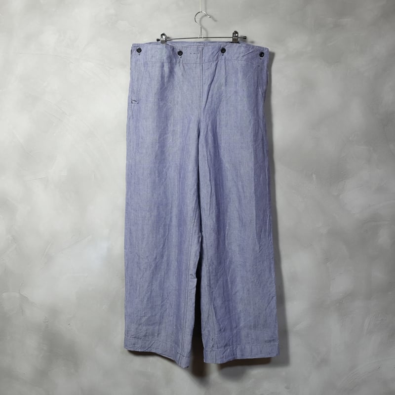 美品 50s Euro military linen sailor pants 50's] French Navy Ramie Linen Sailor Pant