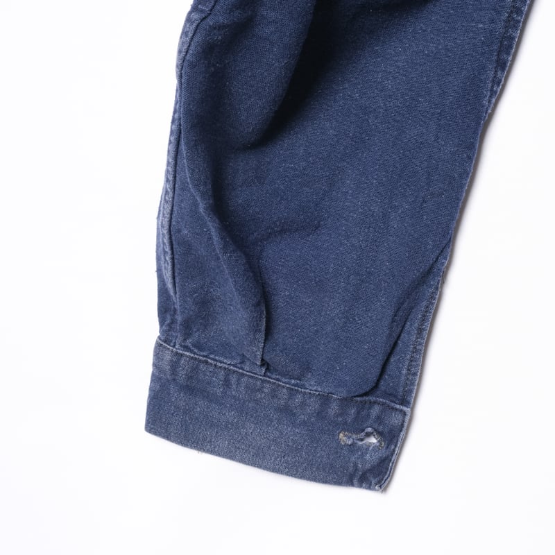 30s France Vintage Blue Cotton Linen Double Br