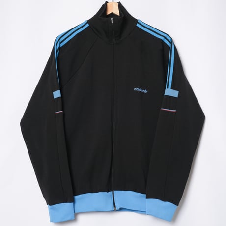 80s Vintage adidas Track Jacket Black × Light Blue（Made in France)
