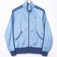 70-80s Vintage adidas Track Jacket Curve Pocket Light Blue × Navy