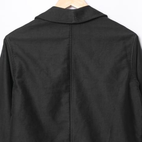 40s France Vintage Le Mont Saint Michel Black Moleskin Work Jacket