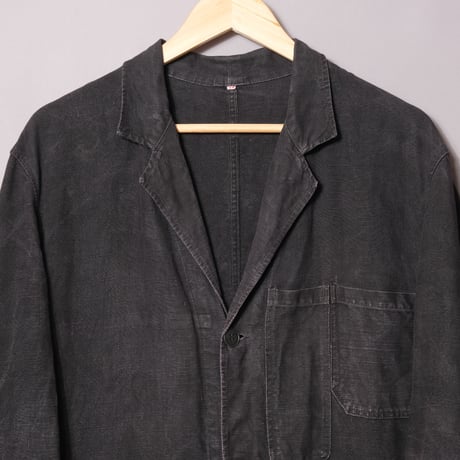 40-50s France Vintage  VETRA Black Linen  Maquignon Coat