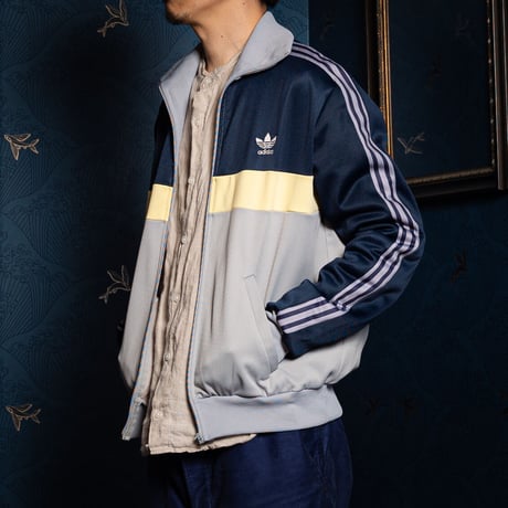 70-80s Vintage adidas VENTEX Track Jacket Grey×Navy×Yellow (Made in France)