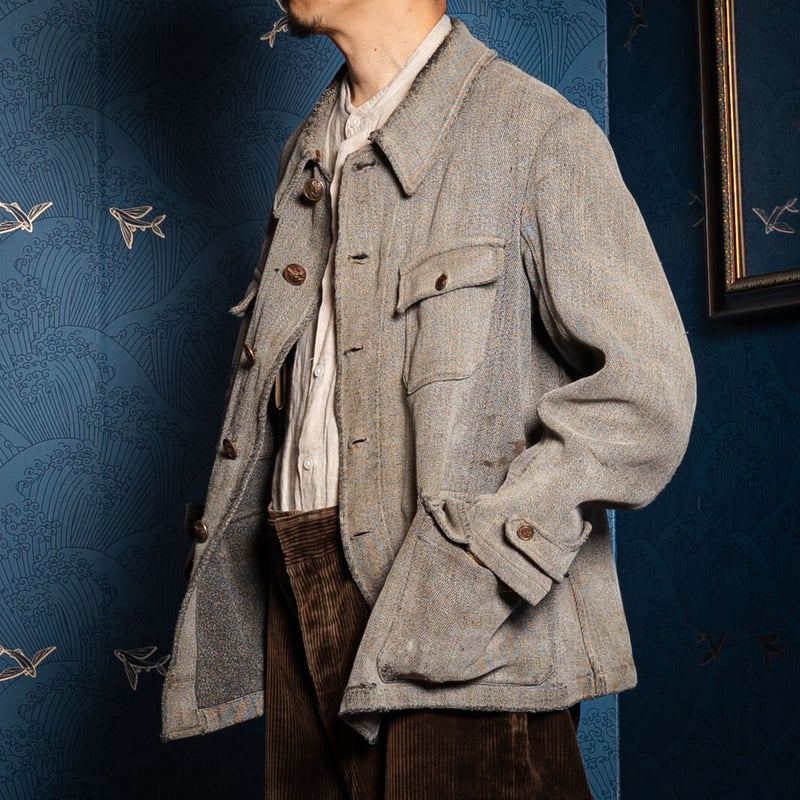 30s France Vintage Chambray Hunting Jacket | U 30s France Vintage Chambray Hunting Jacket | U