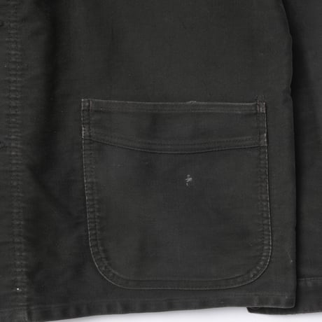 40-50s France Vintage Le Mont Sant Michel Black Moleskin Work Jacket Size 56