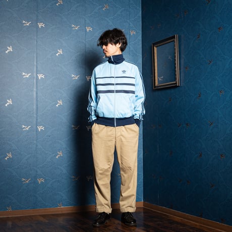 70-80s Vintage adidas Track Jacket Model  First Light Blue× Navy（Made in France)