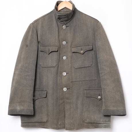 40s France Vintage Manu France Gray Cotton Pique Hunting Jacket