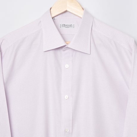 00s- Charvet Checked Cotton shirt Pink（Made in France）