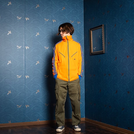 70s Vintage adidas Track Jacket With Hood Orange × Blue