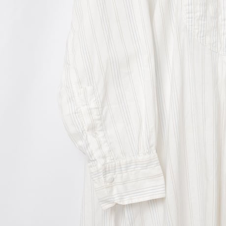 40-50s France Vintage Blue Striped Cotton Dress Shirt