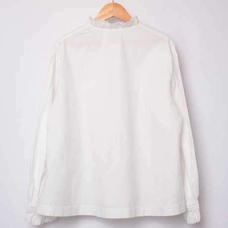 Early 1900s France Antique Frill Cotton Blouse