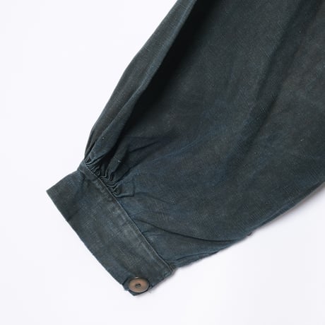 ~20s France Antique Indigo linen Biaude (Fullopen)