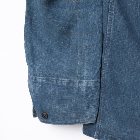 30s Marine Nationales Shawl Collar Indigo Linen Smock