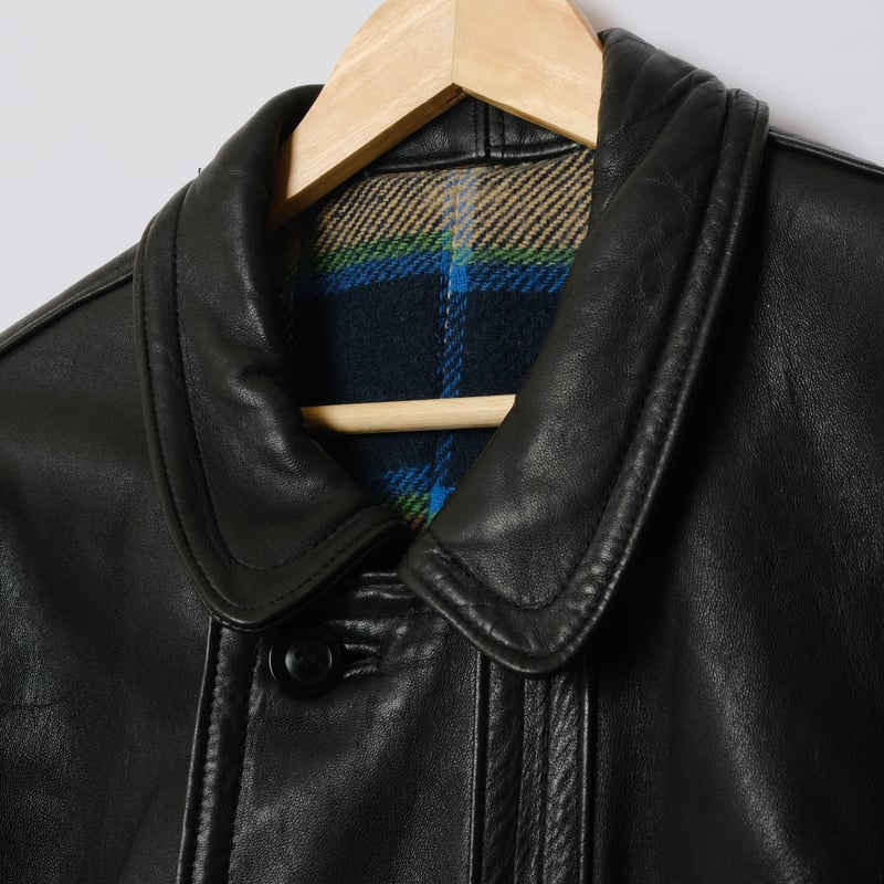 GVF レザーコルビジェジャケット ブラック裏 ブランケット 80'sフレンチ GVF レザーコルビジェジャケット ブラック裏 ブランケット 80's