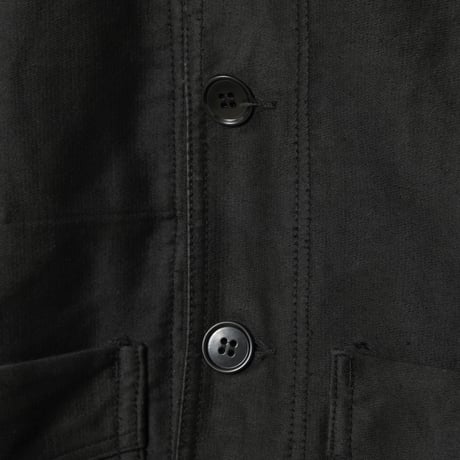 40s France Vintage Le Mont Saint Michel Black Moleskin Work Jacket