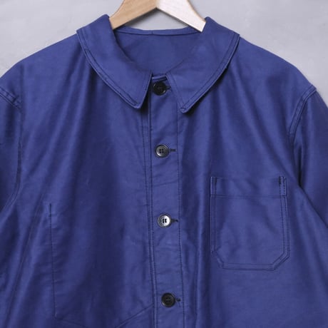 40-50s BEAU-FORT Blue Moleskin Jacket ②