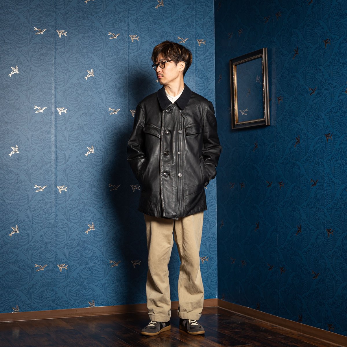 コルビジェ ジャケット EGF レザージャケット 丸襟