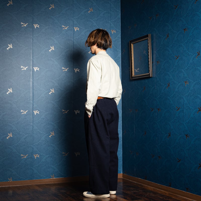 40-50s France Vintage Navy Wool Trousers | Ugla