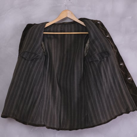 30s  French Dark Brown Corduroy  Jacket