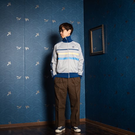 70-80s Vintage adidas Ventex Track Jacket Model First Gray×Navy×Yellow×Light Blue(Made in France)