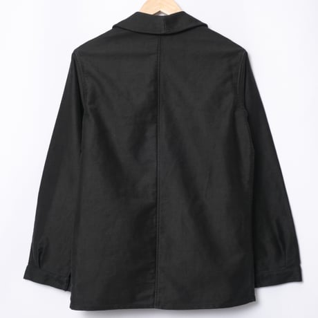 40s France Vintage Le Mont Saint Michel Black Moleskin Work Jacket