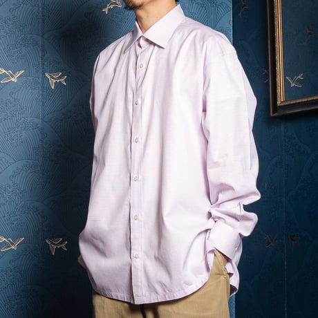 00s- Charvet Checked Cotton shirt Pink（Made in France）