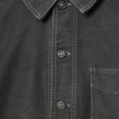 40s France Vintage Le Mont Saint Michel Black Moleskin Work Jacket