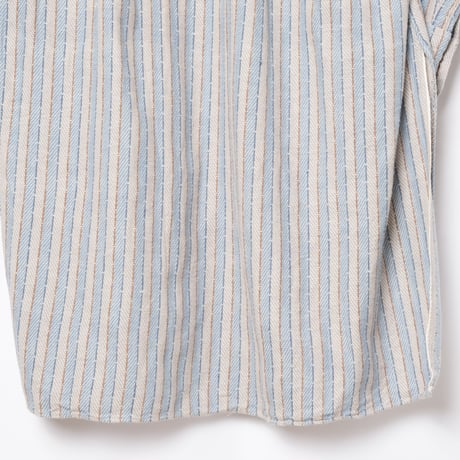 30-40s France Vintage Cotton Stripe Granpa Shirts Light Blue × White