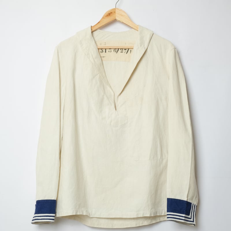 30s ドイツ海軍 コットンセーラースモック 30s Marine Nationales Shawl collar Linen Smock