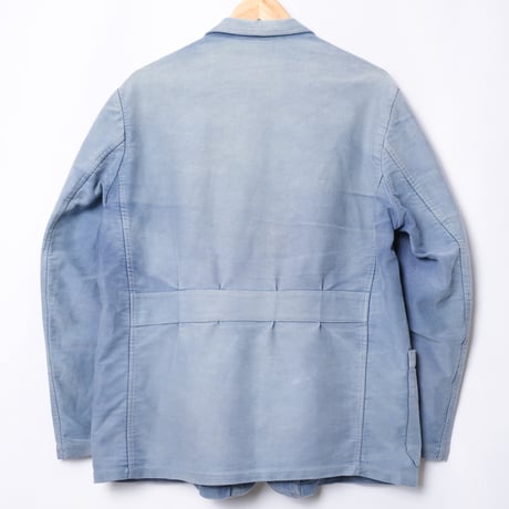 50s France Vintage Lapel Blue Moleskin Work Jacket