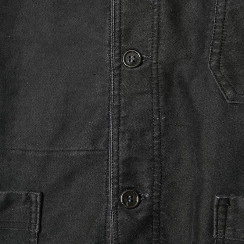 40s France Vintage Black Moleskin Work Jacket 4