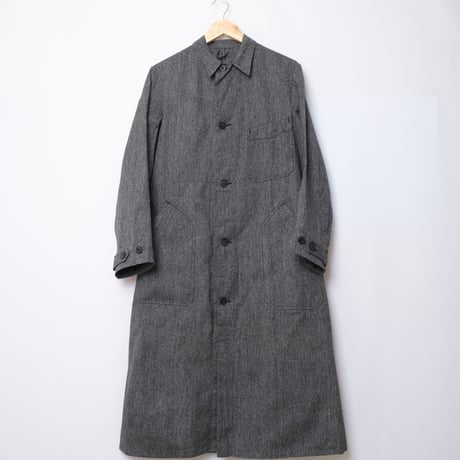 30-40s French Vintage Le FAON Black Chambray Atelier Coat  Dead Stock