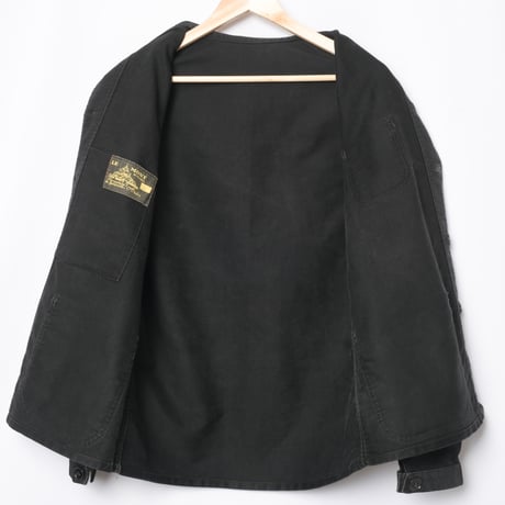 40-50s France Vintage Le Mont Sant Michel Black Moleskin Work Jacket Size 48