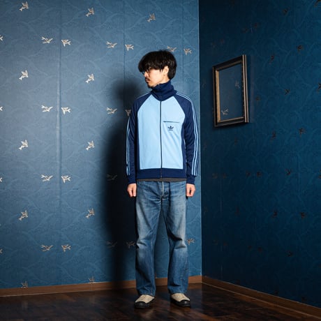 70-80s Vintage adidas Ventex Track Jacket Light Blue× Navy (Made in France) 174