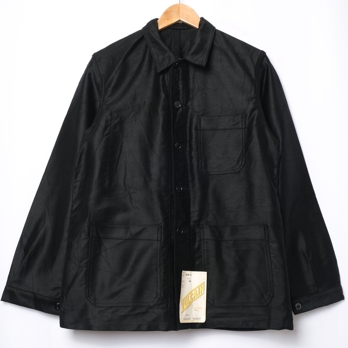 50-60s VULCAIN Black Moleskin Jacket Dead Stock...