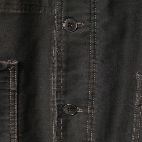 40s France Vintage Dubure & Deverchere Black Moleskin Work Jacket